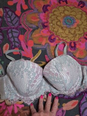 Victoria's Secret Lace Balconette Bra in Pink and Gray